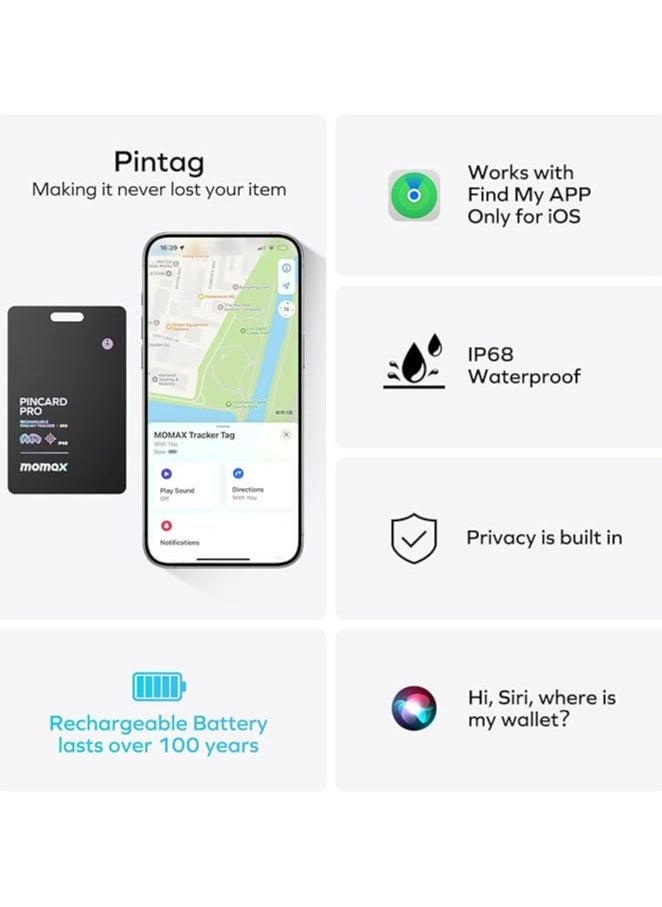 Momax Momax Pincard Pro Apple Find My Certified Tracker Support Wireless Charging - BR9  - Image 3