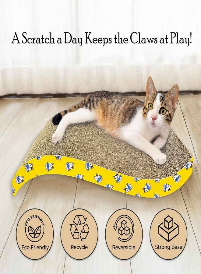 Furrlovers 2 in 1 Reversible Cat Scratcher with cat nip for Cats and Kittens, Pet Scratching Post, Cardboard Scratch Pad, Toys for Cats and Kittens (Wave) - Image 2