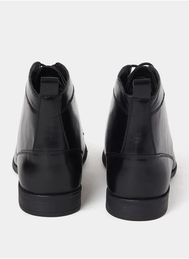 Styli High Ankle Faux Leather Boots