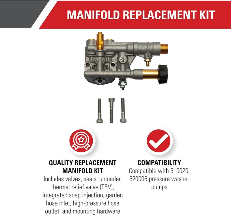 Simpson مجموعة استبدال مانيفولد سيمبسون كلينينج 7108366 لمضخة ضغط المياه أكسيال كام OEM Technologies 510020 و 520006 متعددة - Image 2