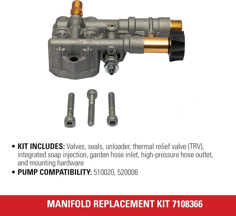 Simpson مجموعة استبدال مانيفولد سيمبسون كلينينج 7108366 لمضخة ضغط المياه أكسيال كام OEM Technologies 510020 و 520006 متعددة - Image 4