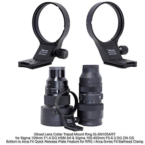 iShoot 82mm Metal Tripod Mount Ring Lens Collar Compatible with Sigma 105mm F1.4 DG HSM Art & Sigma 100-400mm F5-6.3 DG DN OS, Lens Support Holder Bracket Bottom is Arca-Swiss Fit Quick Release Plate - Image 2