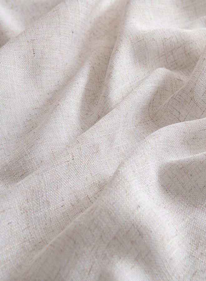 MIULEE Natural White Linen Curtains 105 Inch Length 2 Panels for Bedroom Living Room, Soft Thick Linen Textured Window Drapes Semi Sheer Light Filtering Back Tab Rod Pocket Burlap Look Decor - Image 4