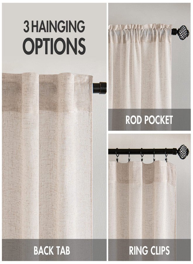 MIULEE Natural White Linen Curtains 105 Inch Length 2 Panels for Bedroom Living Room, Soft Thick Linen Textured Window Drapes Semi Sheer Light Filtering Back Tab Rod Pocket Burlap Look Decor - Image 3