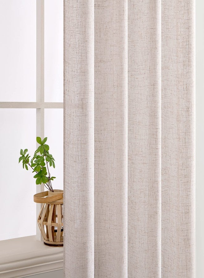 MIULEE Natural White Linen Curtains 105 Inch Length 2 Panels for Bedroom Living Room, Soft Thick Linen Textured Window Drapes Semi Sheer Light Filtering Back Tab Rod Pocket Burlap Look Decor - Image 5