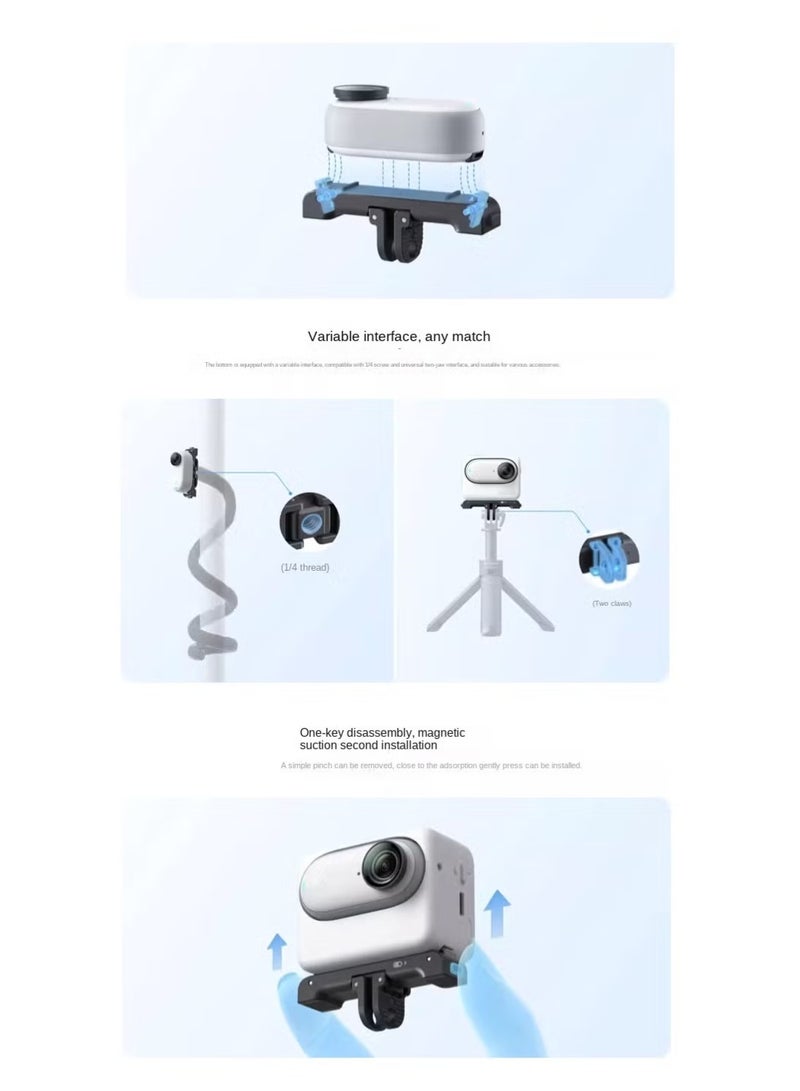 Hepilor Magnetic Quick Release Mount Fit for Insta360 GO 3, Magnetic Mount Foldable Adapter, Magnetic Accessories Camera Mount, Conversion Adapter Tripod, Anti-Scratch Impact-resistant Easy Installation - Image 5