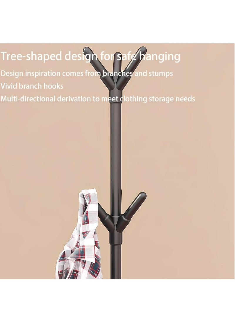 Hihonor - Coat Rack, Metal Freestanding Hanger with 9 Hooks and 3 Adjustable Size Free-Standing Tree Hangers for Bedrooms Dorm Corridors Entrances Offices for Hats Coats Scarves Handbags,Wooden Coat Tree (Blue) - Image 1