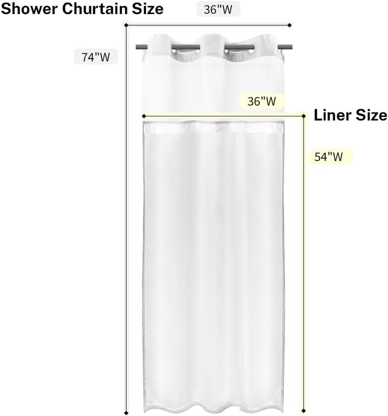 River Dream Stall Size Fabric Snap in Shower Curtain Liner Replacement 36W x 54H inch,with Magnets,(Fit Shower Curtains 36(W) x 74(H) with Window) - Image 3