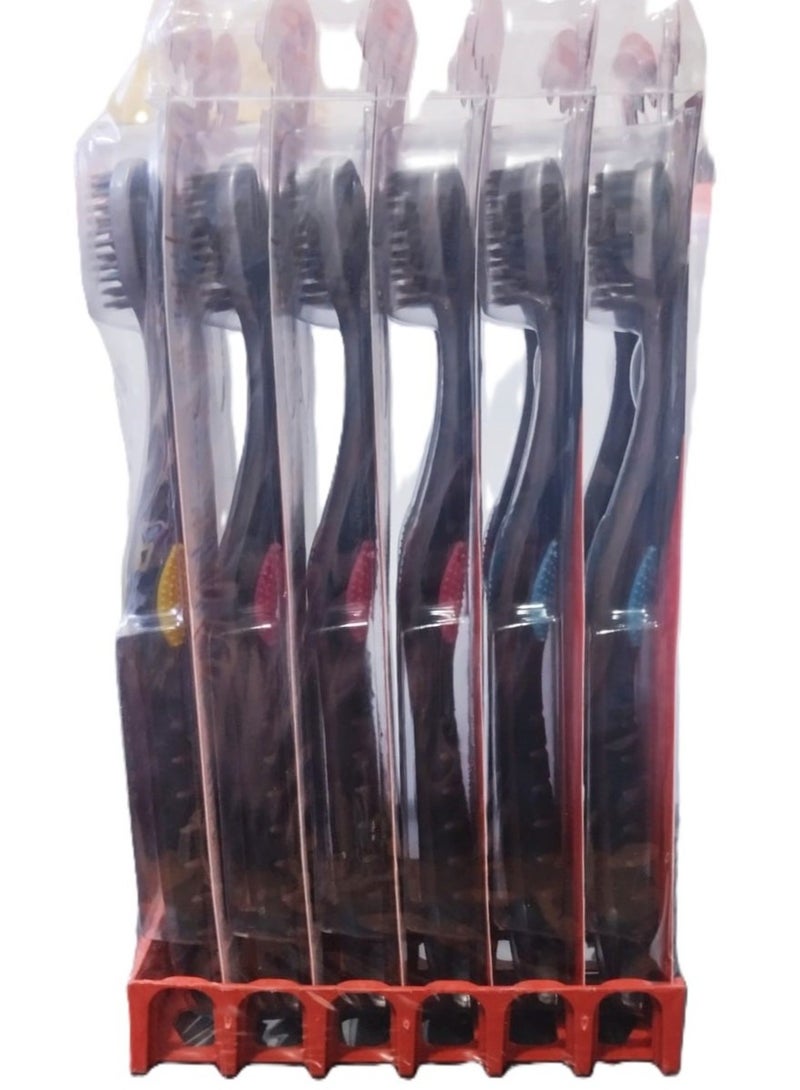 كولجيت فرشاة الاسنان كولغيت 360 تشاركول متوسطة ,12 قطعة ,متعددة الألوان - Image 2