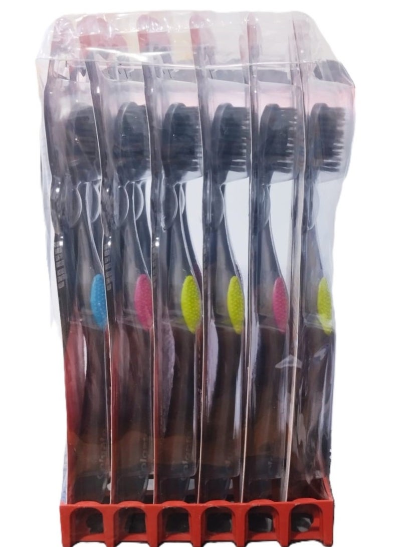 كولجيت فرشاة الاسنان كولغيت 360 تشاركول متوسطة ,12 قطعة ,متعددة الألوان - Image 3