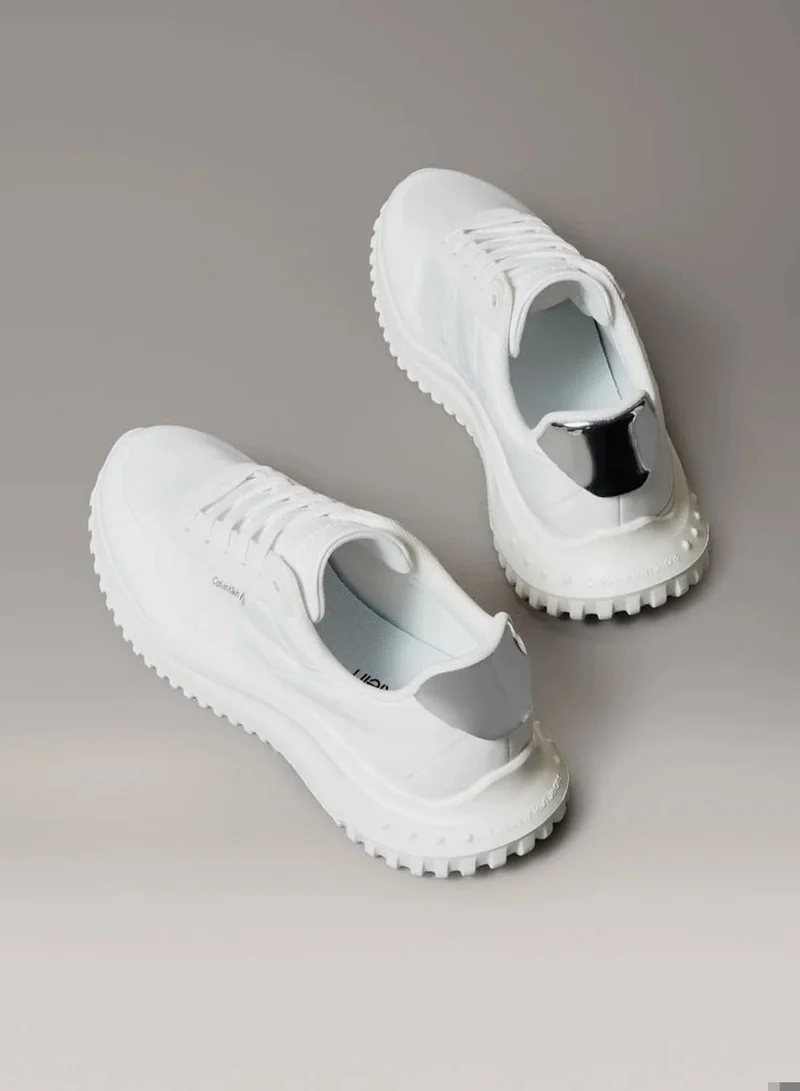 Calvin Klein Jeans Bright White/Marshmellow/Silver Mirrored Silver Tab Ultralight Trainers for Women | Best Price UAE