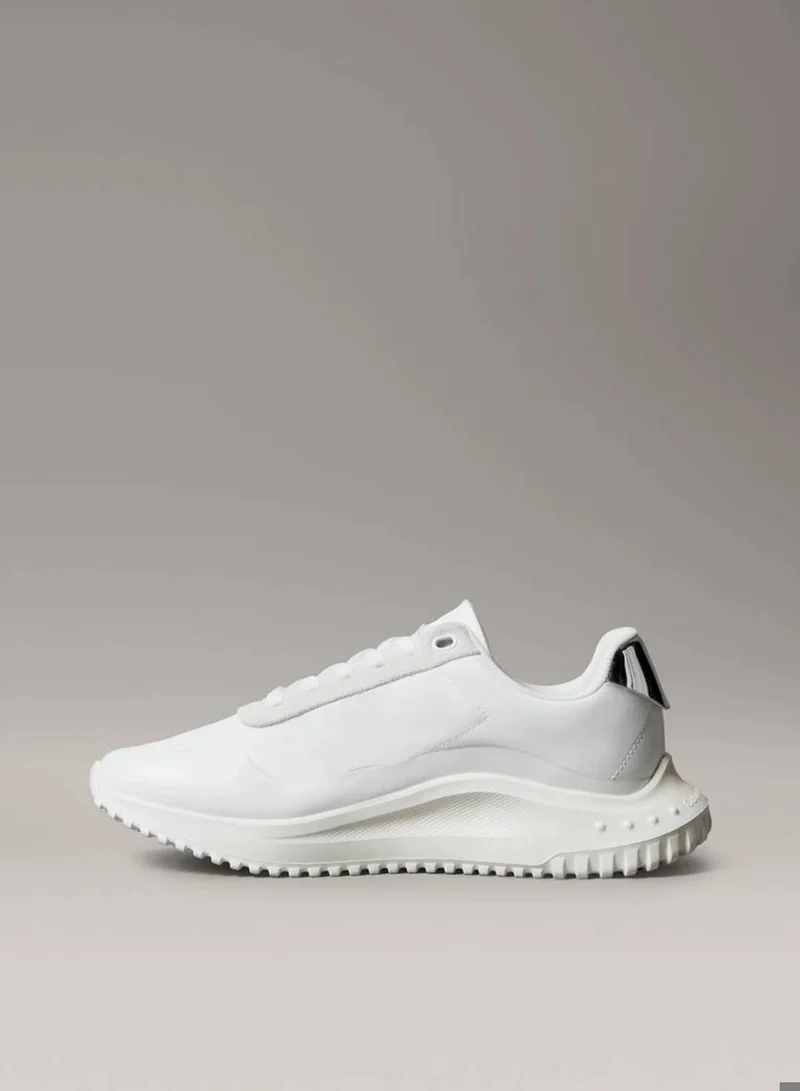 Calvin Klein Jeans Bright White/Marshmellow/Silver Mirrored Silver Tab Ultralight Trainers for Women | Best Price UAE