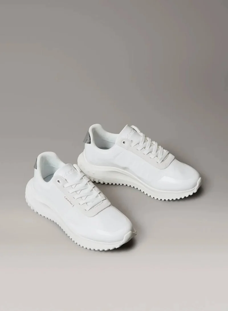 Calvin Klein Jeans Bright White/Marshmellow/Silver Mirrored Silver Tab Ultralight Trainers for Women | Best Price UAE