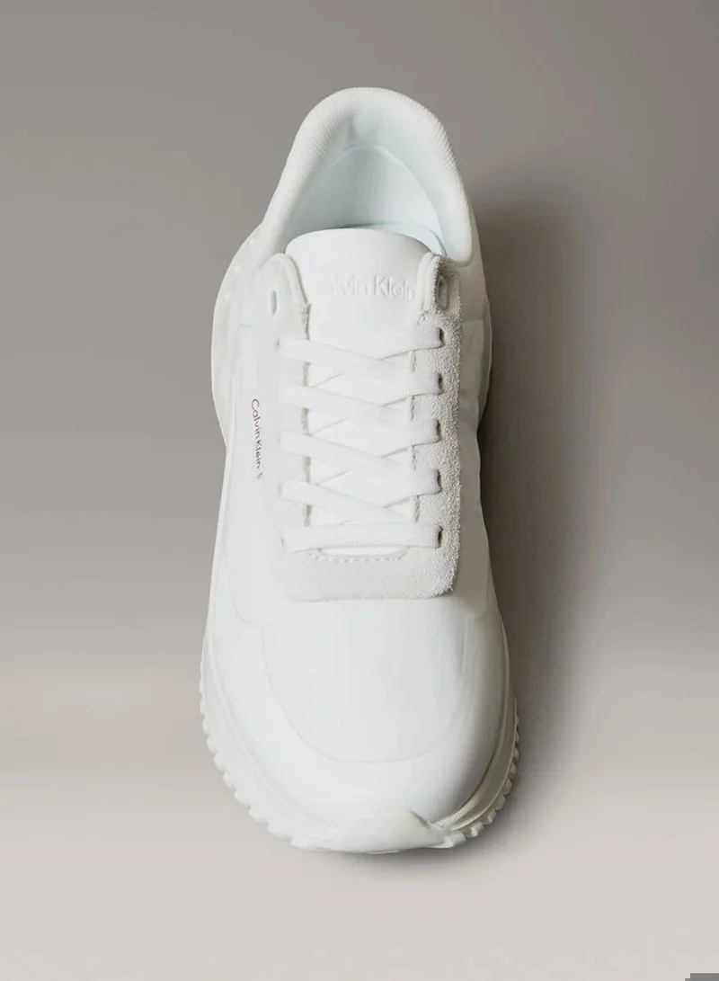 Calvin Klein Jeans Bright White/Marshmellow/Silver Mirrored Silver Tab Ultralight Trainers for Women | Best Price UAE