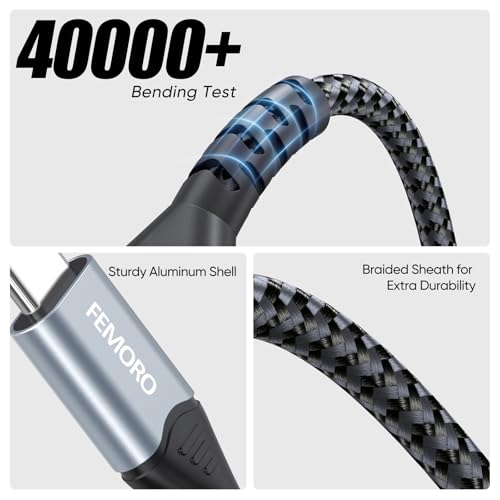 FEMORO USB C to Micro USB Cable 6 Inch Short, 480Mbps Data Transfer & 12W Charging USB-C Type C to Micro USB Cable Adapter OTG Cord Braided for MicroUSB Devices - Image 4
