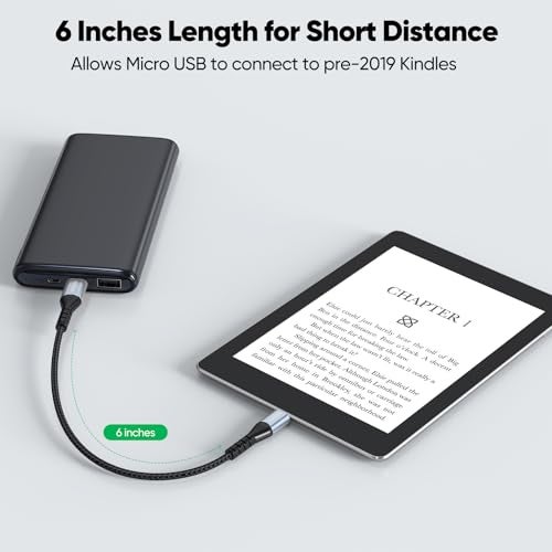 FEMORO USB C to Micro USB Cable 6 Inch Short, 480Mbps Data Transfer & 12W Charging USB-C Type C to Micro USB Cable Adapter OTG Cord Braided for MicroUSB Devices - Image 2