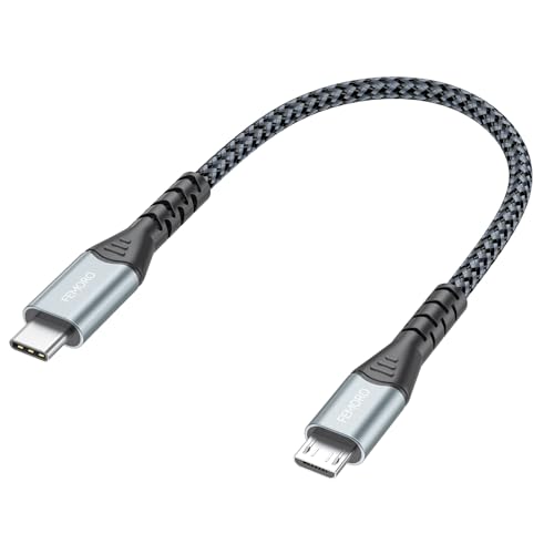 FEMORO USB C to Micro USB Cable 6 Inch Short, 480Mbps Data Transfer & 12W Charging USB-C Type C to Micro USB Cable Adapter OTG Cord Braided for MicroUSB Devices - Image 1