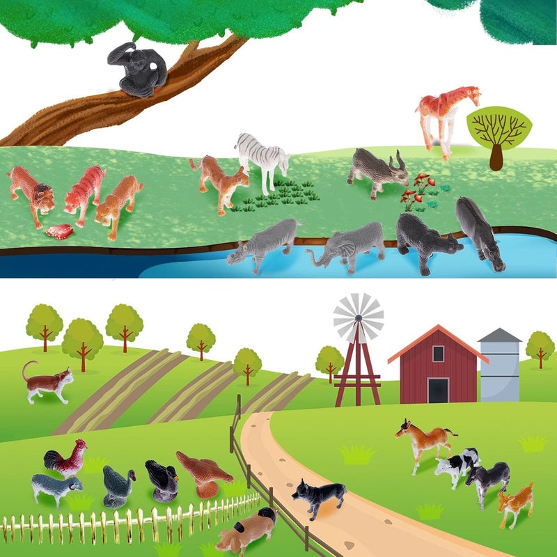 كلاراكو لعبة تعليمية مونتيسوري - 48 قطعة من مجسمات حيوانات المزرعة والدواجن المصغرة ولعبة بطاقات المطابقة - Image 4