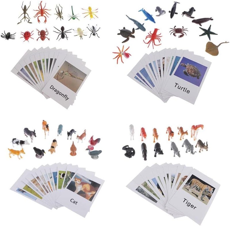 كلاراكو لعبة تعليمية مونتيسوري - 48 قطعة من مجسمات حيوانات المزرعة والدواجن المصغرة ولعبة بطاقات المطابقة - Image 1