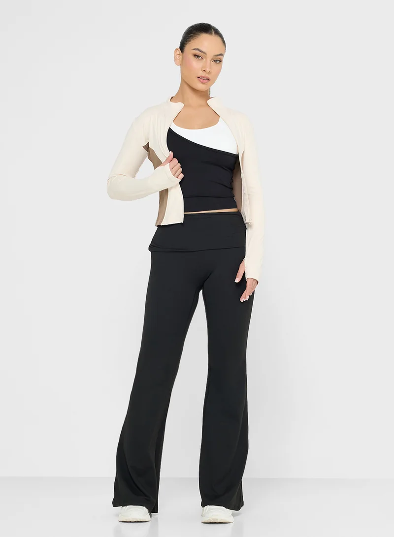 FRWD Sculpting Colorblock Zip Up Top