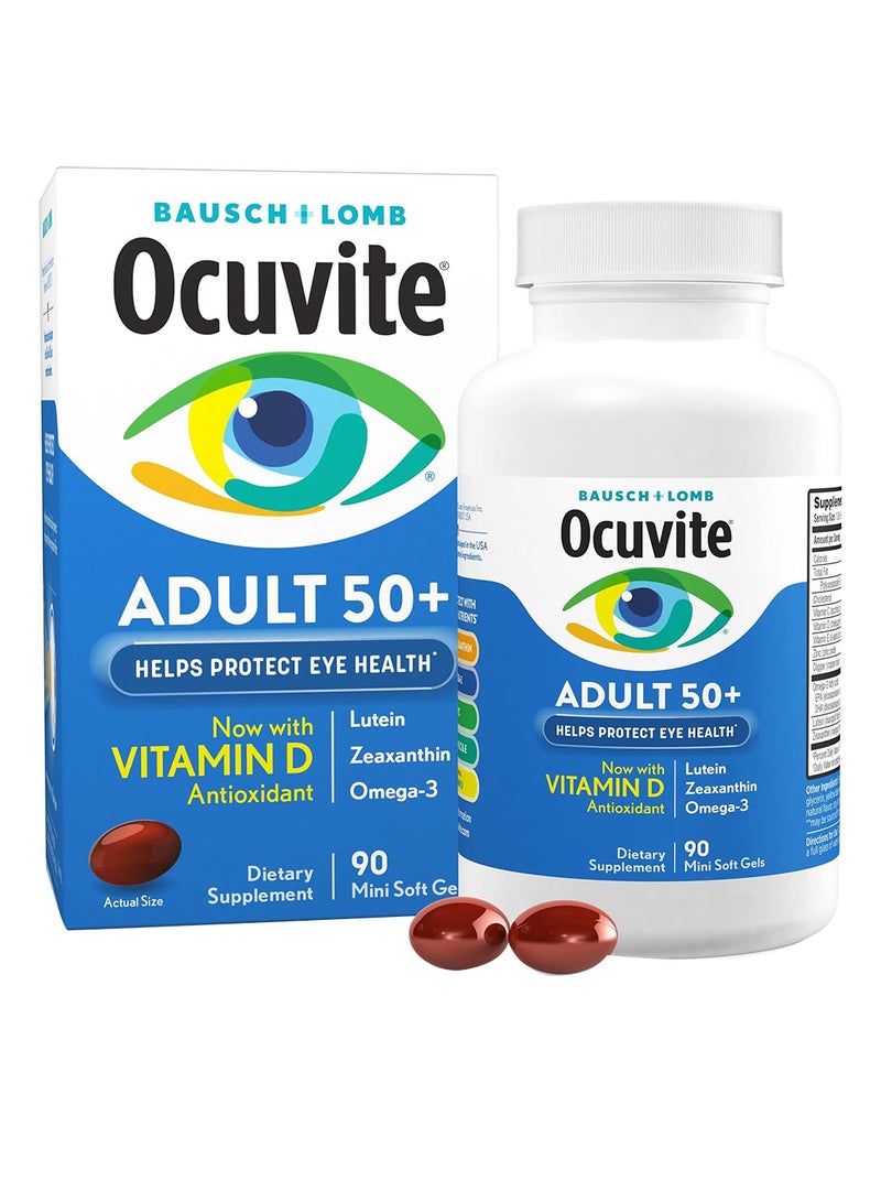 Bausch + Lomb Ocuvite Adult 50+ Vitamin D - 90 Mini Soft Gels - Image 1