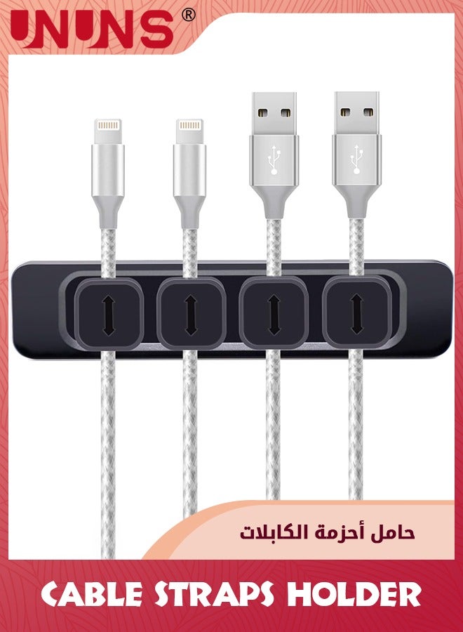 UNUNS Magnetic Cable Holder Clips,Multipurpose Magnetic Cable Organizer With 4-Cable Buckles 1-Bases,Desktop Cable Management Clips For All Wires,Cell Phone,Home,Office,Car,Black - Image 1
