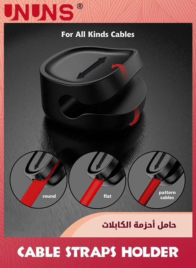 UNUNS Magnetic Cable Holder Clips,Multipurpose Magnetic Cable Organizer With 4-Cable Buckles 1-Bases,Desktop Cable Management Clips For All Wires,Cell Phone,Home,Office,Car,Black - Image 3