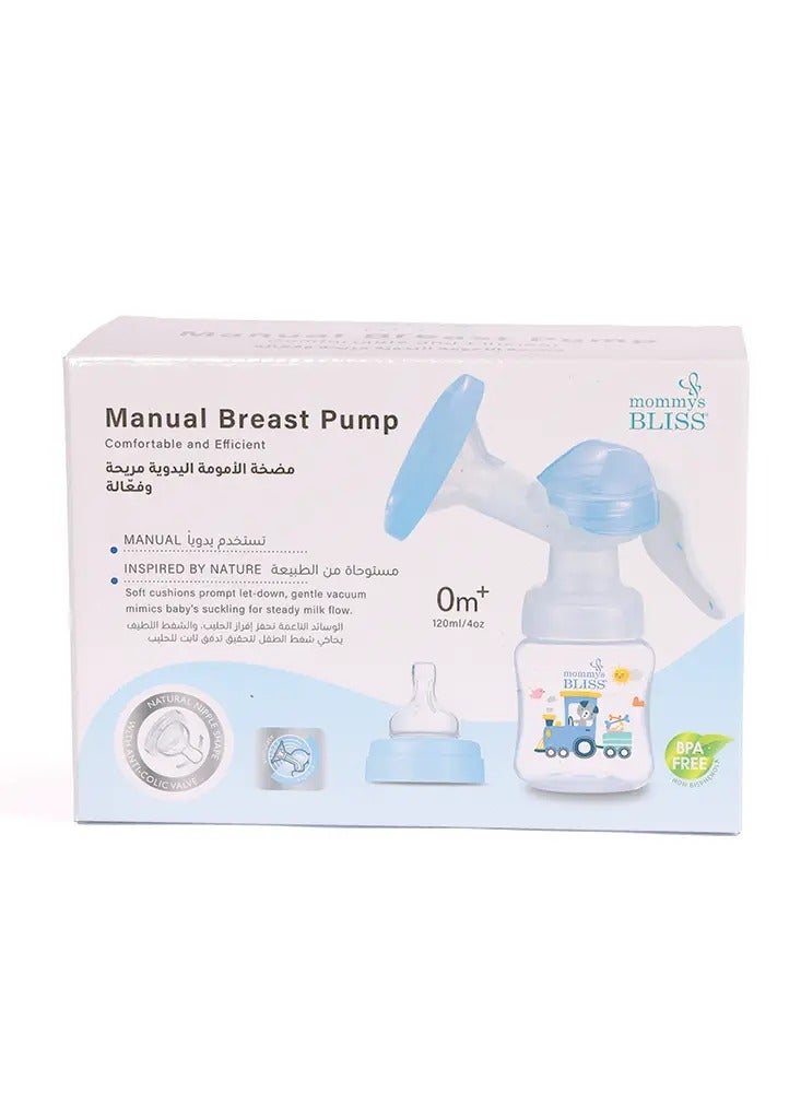 Mommy's Bliss Manual Breast Pump – Lightweight, Portable, Bpa-Free, Ergonomic Design For Easy Milk Expression, 6+ Months (Blue) - Image 1