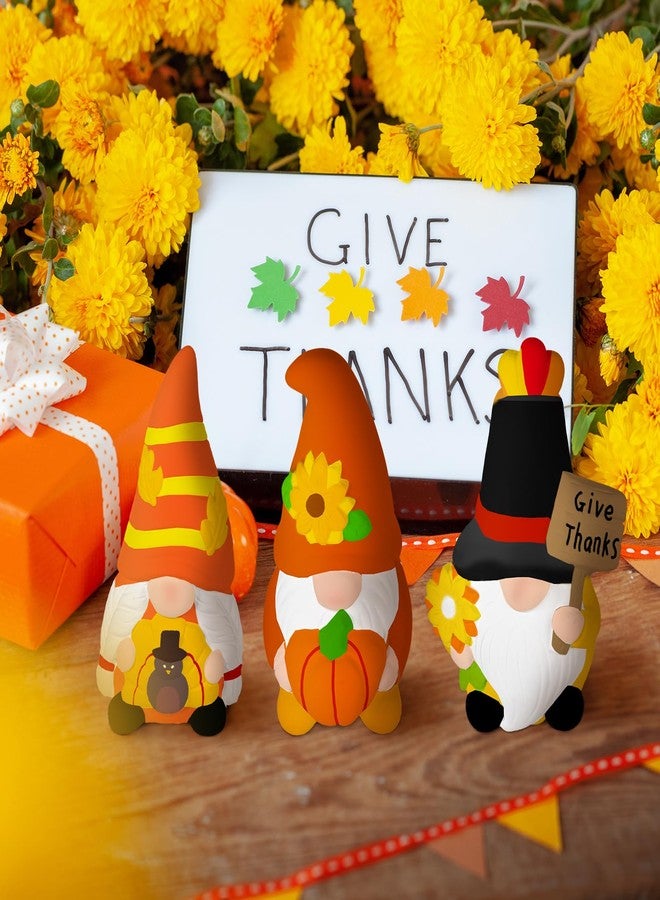 Youyole 3 Pack Ready to Paint Your Own Gnome Statues, 4 Mini Blank Ceramics Unpainted Gnome Figurines Craft DIY Art with Brush Palette Paint for Adults(Thanksgiving) - Image 5