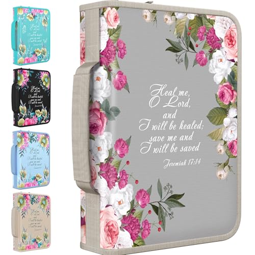 DEHITE Bible Cover Case for Women – Premium Fabric Bible Cases for Girls - Carrying Bag for Woman – Pen Slots – Zippered Pocket – Christian Floral Accessories - Large Holder - Image 1