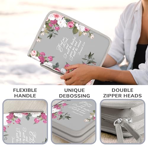 DEHITE Bible Cover Case for Women – Premium Fabric Bible Cases for Girls - Carrying Bag for Woman – Pen Slots – Zippered Pocket – Christian Floral Accessories - Large Holder - Image 3