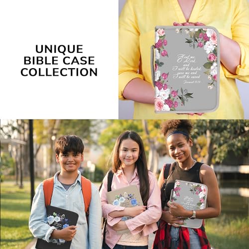 DEHITE Bible Cover Case for Women – Premium Fabric Bible Cases for Girls - Carrying Bag for Woman – Pen Slots – Zippered Pocket – Christian Floral Accessories - Large Holder - Image 5