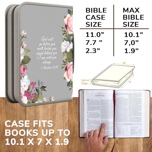 DEHITE Bible Cover Case for Women – Premium Fabric Bible Cases for Girls - Carrying Bag for Woman – Pen Slots – Zippered Pocket – Christian Floral Accessories - Large Holder - Image 2