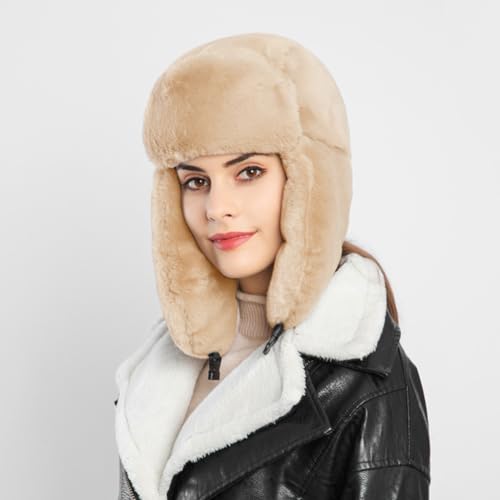 PALAY® Fleece Trapper Winter Hat for Women, Windproof Ear Flap Cap, Soft Warm Aviator Style, Ideal for Skiing & Outdoor Activities, Khaki Color - Image 2