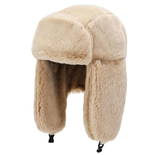 PALAY® Fleece Trapper Winter Hat for Women, Windproof Ear Flap Cap, Soft Warm Aviator Style, Ideal for Skiing & Outdoor Activities, Khaki Color - Image 1