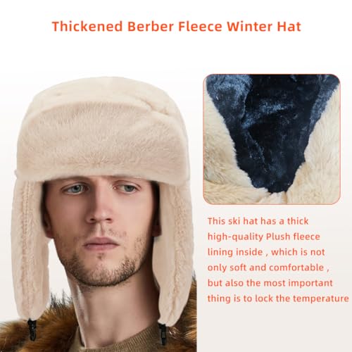 PALAY® Fleece Trapper Winter Hat for Women, Windproof Ear Flap Cap, Soft Warm Aviator Style, Ideal for Skiing & Outdoor Activities, Khaki Color - Image 5