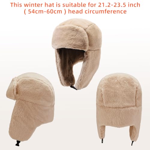PALAY® Fleece Trapper Winter Hat for Women, Windproof Ear Flap Cap, Soft Warm Aviator Style, Ideal for Skiing & Outdoor Activities, Khaki Color - Image 3