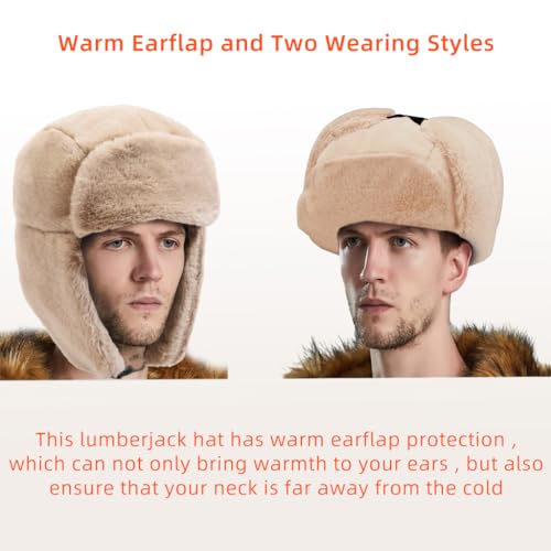 PALAY® Fleece Trapper Winter Hat for Women, Windproof Ear Flap Cap, Soft Warm Aviator Style, Ideal for Skiing & Outdoor Activities, Khaki Color - Image 4