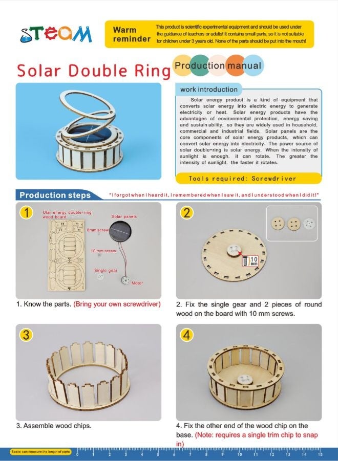 Fatio STEM Toy, Wooden Sun Dial, Solar-Powered Montessori Toy, DIY 3D puzzle, eco-friendly, handmade, educational toy - Image 4