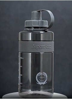 Angmei Large Capacity Sports Water Bottle Pc Material For Men And Women With Straw, Brush, Carrying Cord And Scald Resistant Leather Sleeve,1000ml gray large kettle portable sports water cup large capacity outdoor fitness plastic cup ton barrel  - Image 1