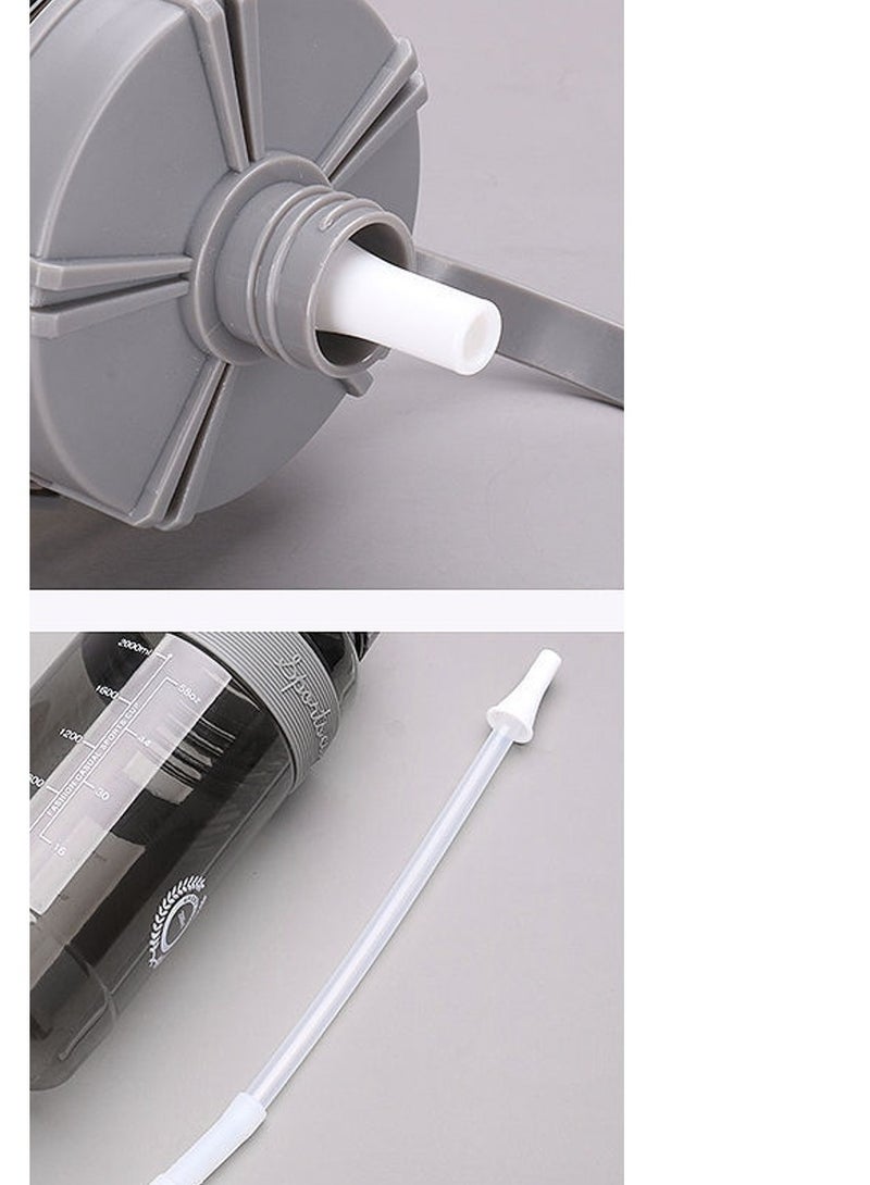 Angmei Large Capacity Sports Water Bottle Pc Material For Men And Women With Straw, Brush, Carrying Cord And Scald Resistant Leather Sleeve,1000ml gray large kettle portable sports water cup large capacity outdoor fitness plastic cup ton barrel - Image 3