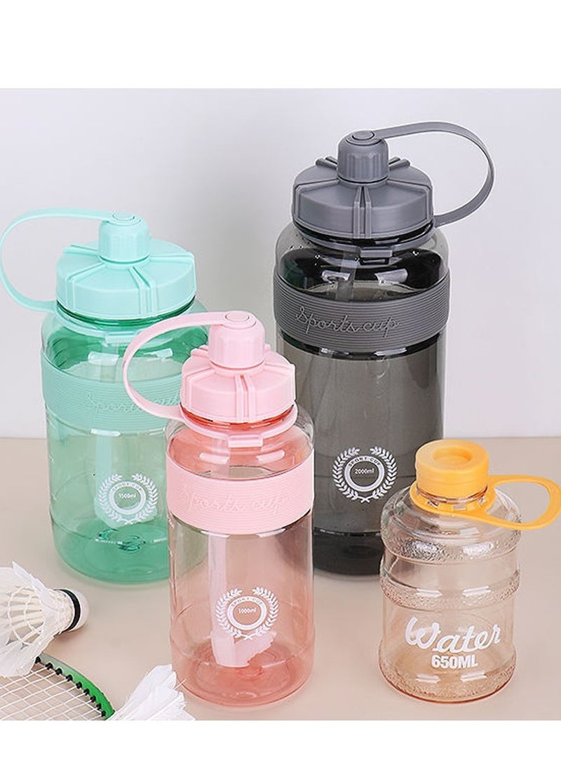 Angmei Large Capacity Sports Water Bottle Pc Material For Men And Women With Straw, Brush, Carrying Cord And Scald Resistant Leather Sleeve,1000ml gray large kettle portable sports water cup large capacity outdoor fitness plastic cup ton barrel - Image 5