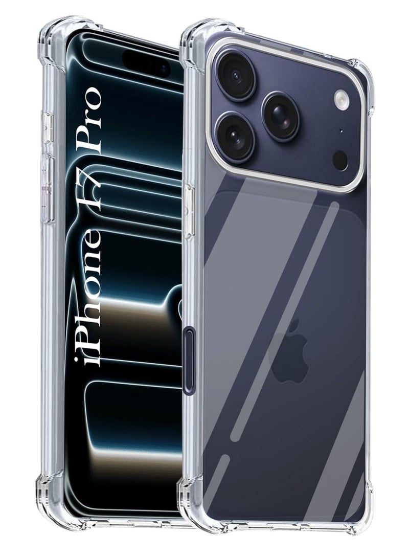 IPhone 17 Pro Case Clear Shockpoof Reinforced Corners Slim Fit Soft Flexible TPU Bumper Phone Case for iPhone 17 Pro,Crystal Clear - Image 1
