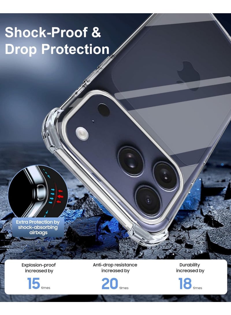 IPhone 17 Pro Case Clear Shockpoof Reinforced Corners Slim Fit Soft Flexible TPU Bumper Phone Case for iPhone 17 Pro,Crystal Clear - Image 3