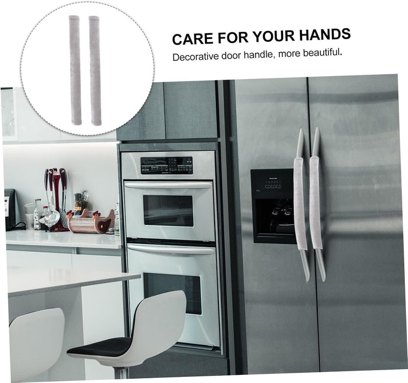 Vosarea Non Slip Refrigerator Handle Cover Gray Door Protector Sleeve for Fridge and Freezer Skid Oil Resistant Appliance Handle Sleeve Easy to Install and Remove Comfortable Winter Use - Image 5