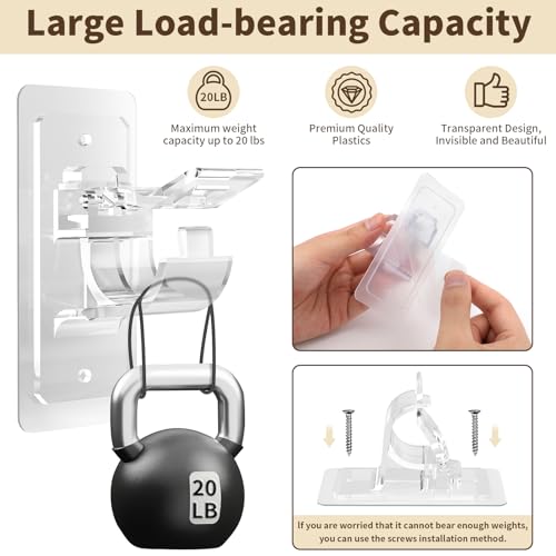 Hoople 6 PC No Drill Curtain Rod Brackets - Large Self Adhesive Curtain Rod Holder Hooks with Screws, 2 Install Methods, Nail Free Curtain Rod Hangers, Multipurpose Adhesive Hooks for Bathroom Bedroom - Image 3