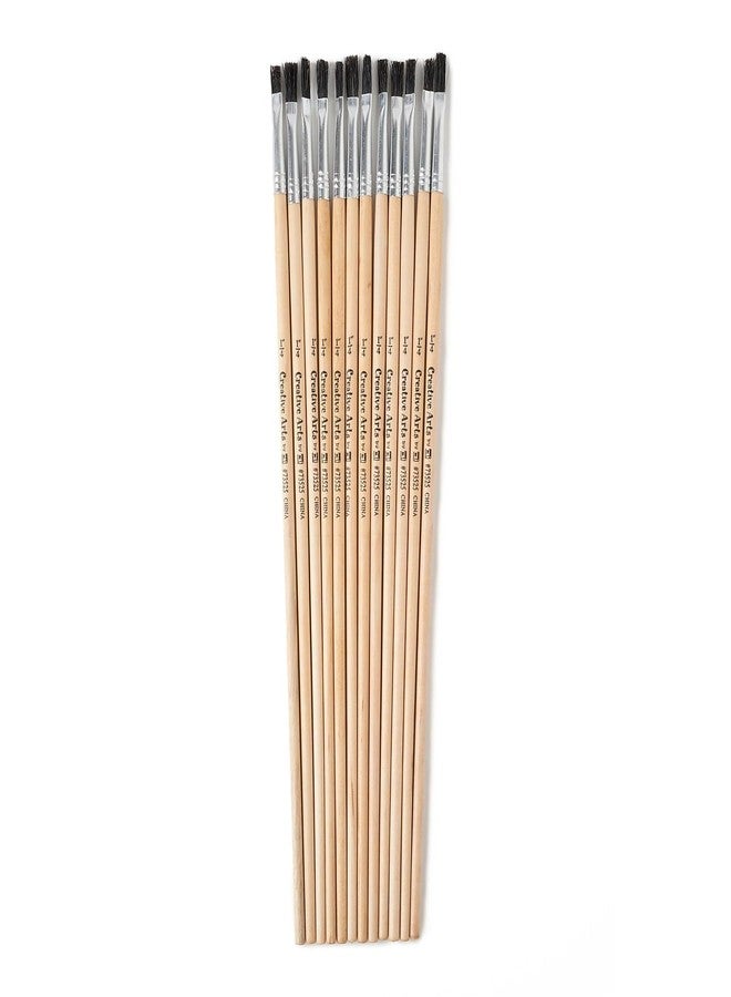 Charles Leonard Flat Tip Easel Paint Brushes with Long Handle, 0.25 Inch, Natural Handles and Black Bristles, 12-Pack (73525) - Image 2