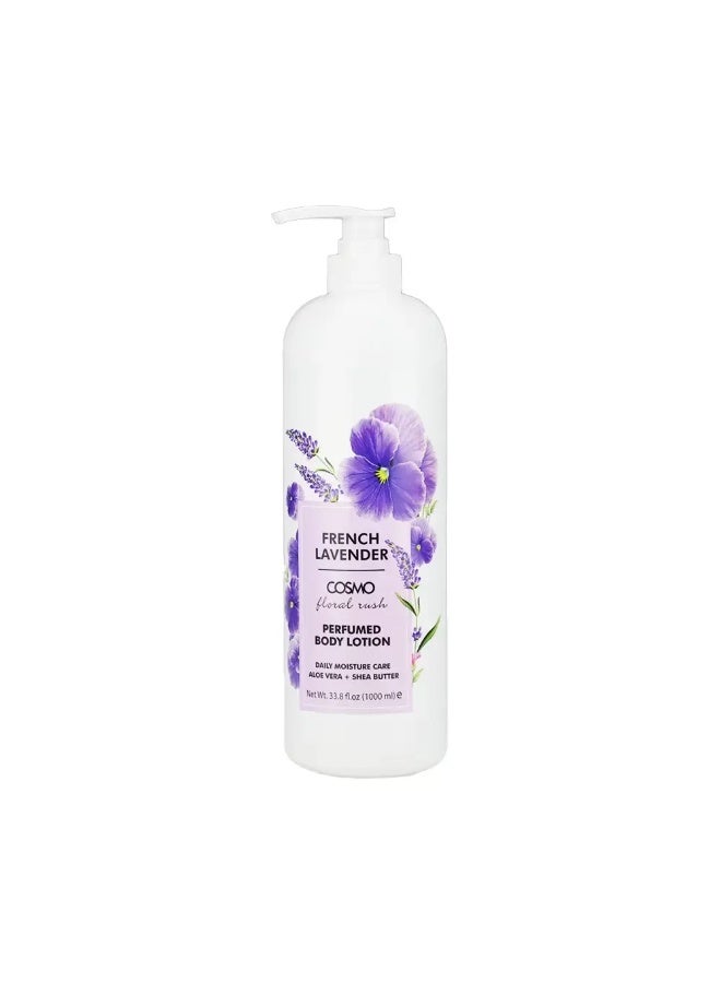Cosmo Floral Rush French Lavender Perfumed Body Lotion with Aloe Vera and Shea Butter- 1000ml - Image 1