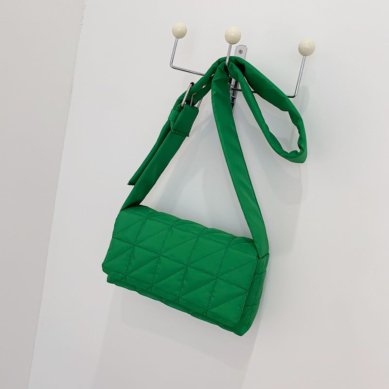 Early Autumn New Korean Fashionable Women'S Shoulder Cotton Bag 2022 Simple And Generous Handbag Fashion Plaid Cotton Bag - Image 5