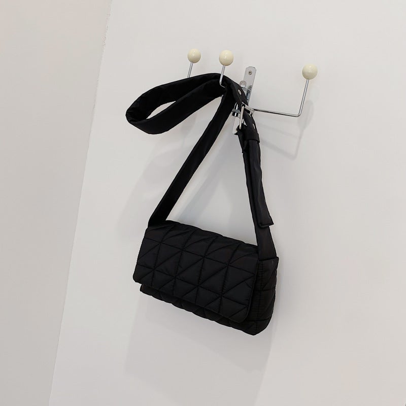 Early Autumn New Korean Fashionable Women'S Shoulder Cotton Bag 2022 Simple And Generous Handbag Fashion Plaid Cotton Bag - Image 4